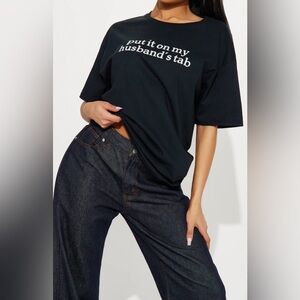 Put It On My Husband's Tab Oversized Tee - Black